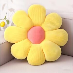 Yellow Flower Pillow, Flower Shaped Throw Pillow Cute Chair Seat Cushion for Bed
